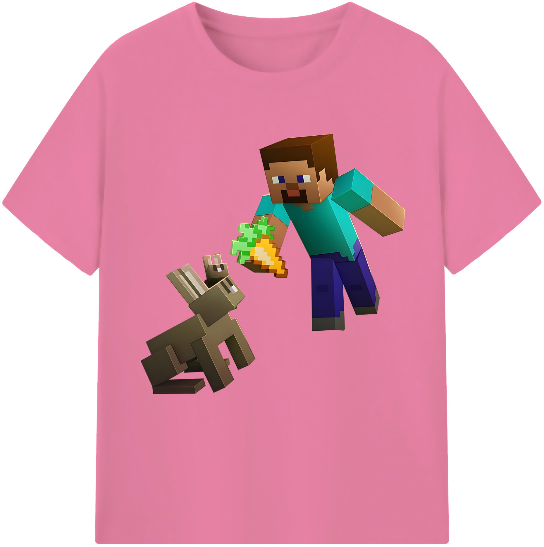 （画像用） マインクラフト ブロックの世界 Minecraft MC Block world 綿100％半袖Tシャツ（フロントプリント）